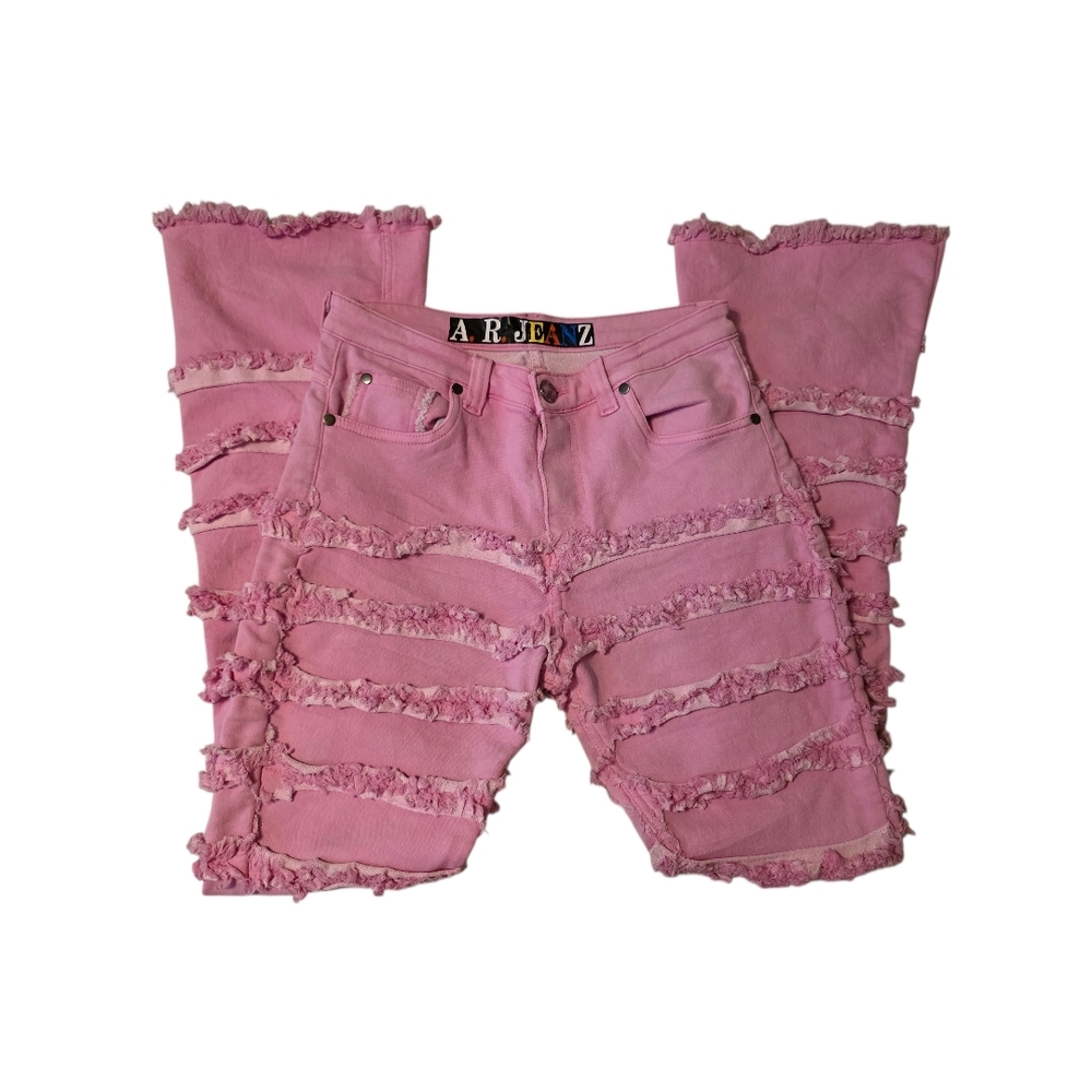 A.R. Jeanz Pink Distressed Women's Stacked Jeans